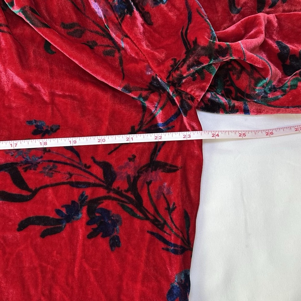 House Of Harlow 1960 x Revolve Red Velvet Long Sleeve Peasant Blouse Small - Picture 7 of 9